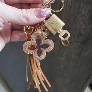 Louis Vuitton Gold and Tan Keychain